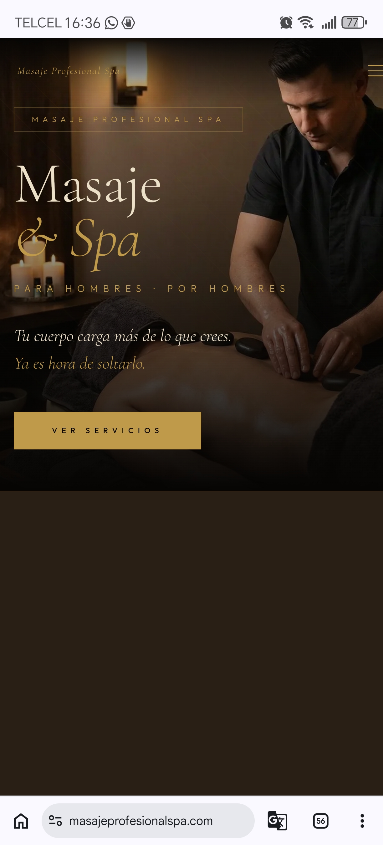 Sitio web de Masaje Profesional Spa — proyecto real de Artux.tech
